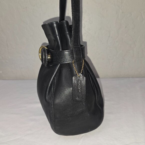 Vintage Coach 4156 Black Leather Belted Pouch Crossbody Bucket Bag - Picture 3 of 13